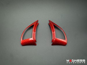 FIAT 500 Steering Wheel Trim Set - 2 pieces - Carbon Fiber - Red Pearl Finish